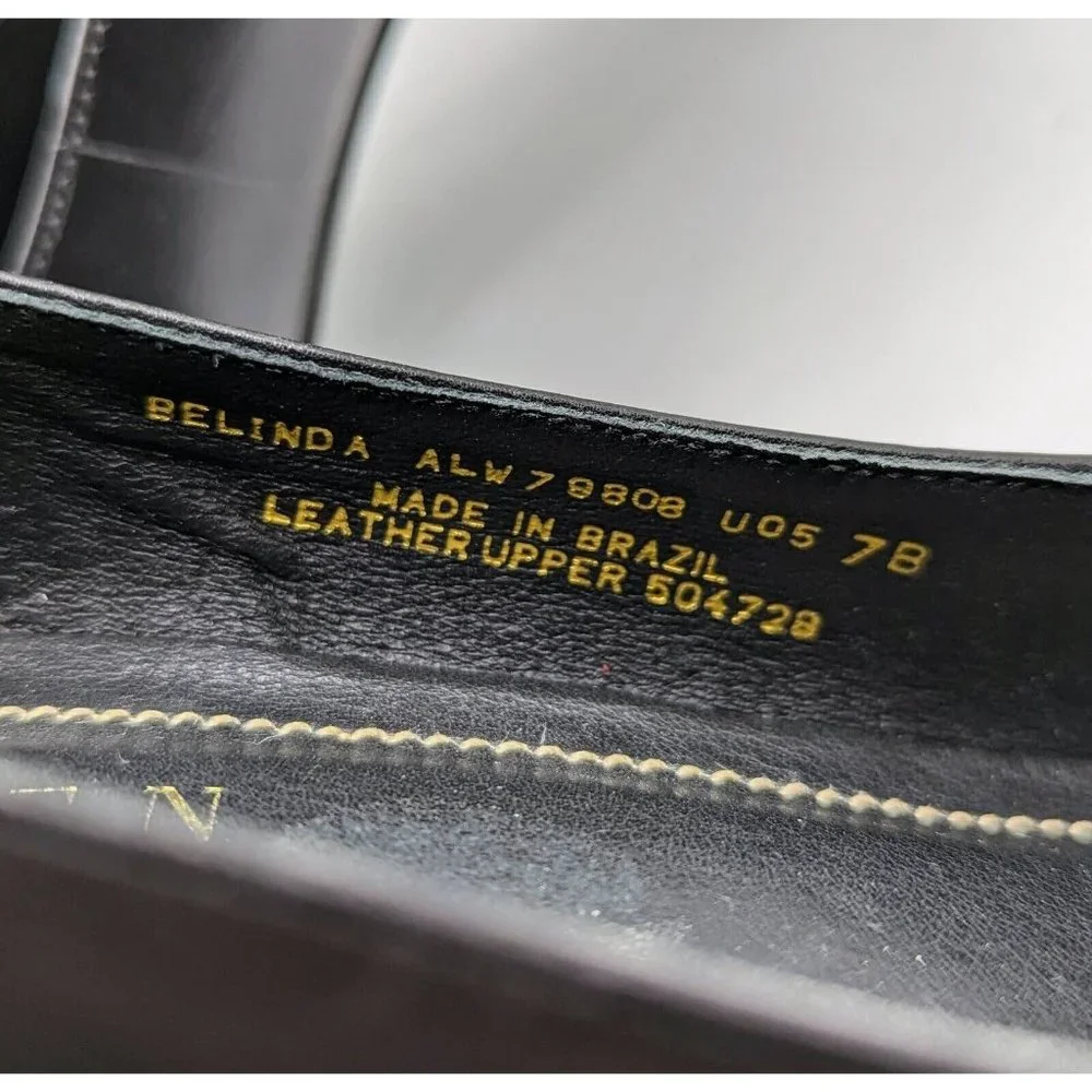 Ralph Lauren Belinda Pumps Heels 7 B Pointed Toe Black & White Brazil Leather - Picture 7 of 7